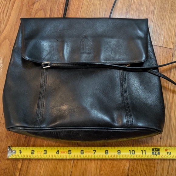 Vtg Mark Cross New York Black Leather Shoulder Bag Purse Thin Straps - Picture 10 of 14